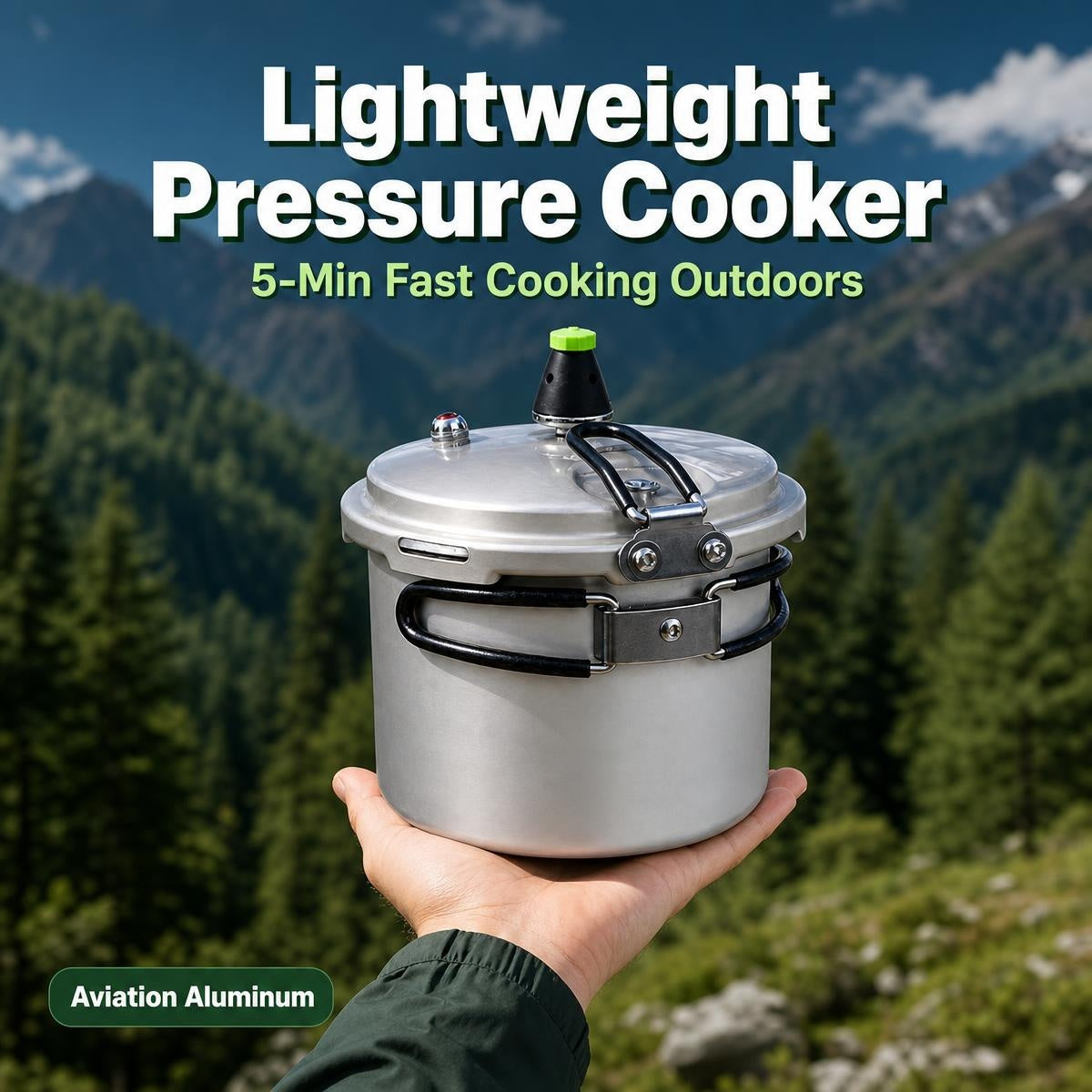 Xunwind Lightweight Outdoor Portable Pressure Cooker, 5 Min Fast Cook Aviation Aluminum Pressure Pot for Camping Hiking Road Trip