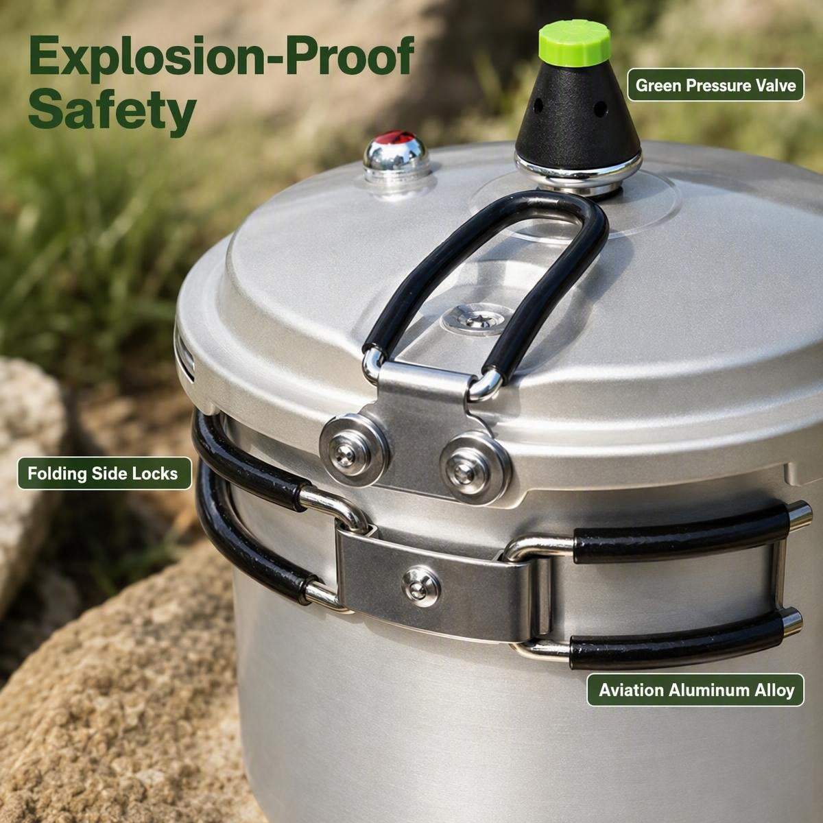 Xunwind Lightweight Outdoor Portable Pressure Cooker, 5 Min Fast Cook Aviation Aluminum Pressure Pot for Camping Hiking Road Trip